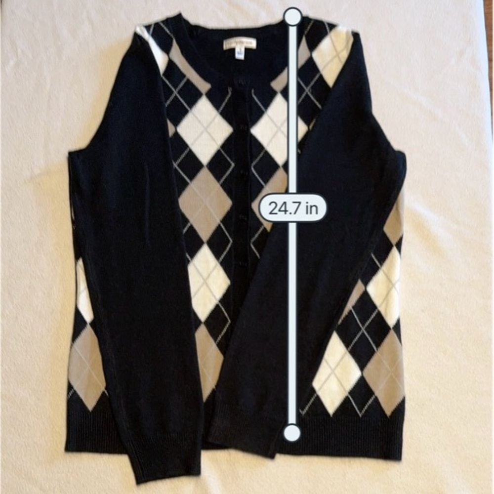 Croft & Barrow Small Argyle Cardigan Neutral Palette - Picture 8 of 9